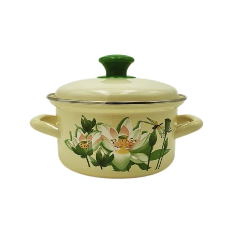 Кастрюля эмалированная 1.5 л с крышкой, декор, бежевый Кастрюля эмалированная 1.5 л с крышкой, декор, бежевый