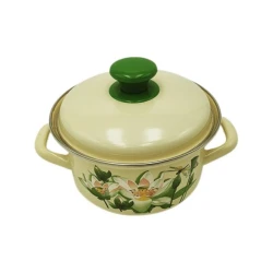 Кастрюля эмалированная 1.5 л с крышкой, декор, бежевый Кастрюля эмалированная 1.5 л с крышкой, декор, бежевый