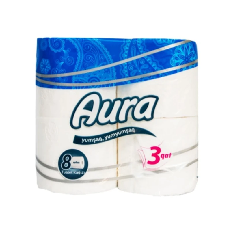 Tualet kağızı Aura, 3 qat, 8 rulon