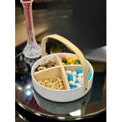 Менажница AA-ES-063, бамбук/керамика, диаметр 23 см Менажница AA-ES-063, бамбук/керамика, диаметр 23 см