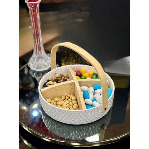 Менажница AA-ES-063, бамбук/керамика, диаметр 23 см Менажница AA-ES-063, бамбук/керамика, диаметр 23 см