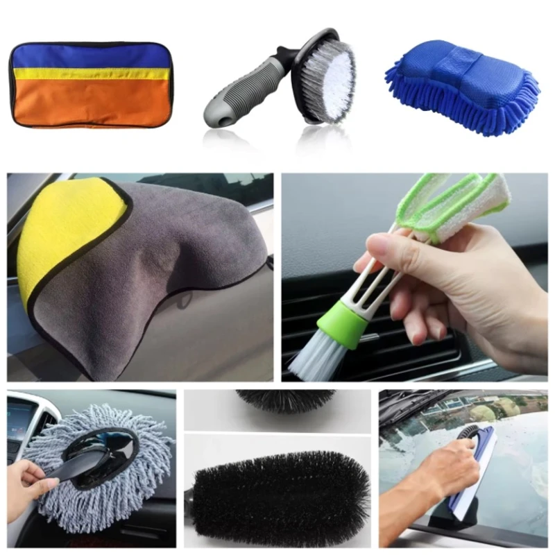Набор для очистки автомобиля F35-ag-340, силикон/пластик, 30x10x15 см, 8 предметов