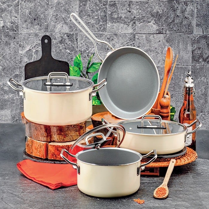 Набор посуды Ozlife Alba, керамика, кремовый, 7 предметов Набор посуды Ozlife Alba, керамика, кремовый, 7 предметов