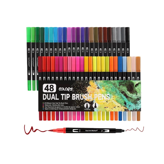Набор фломастеров Dual Tip Brush Pens, 48 шт, товар в ассортименте