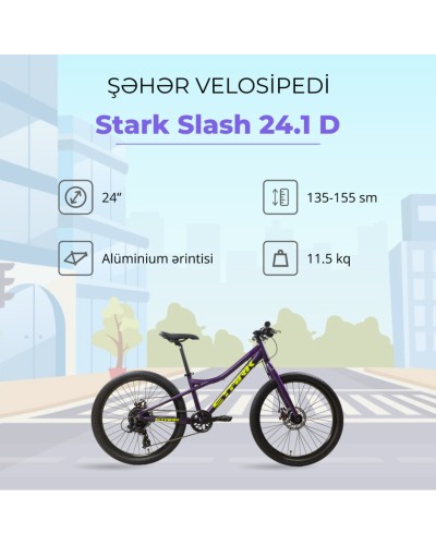Velosiped Stark Slash 24.1 D, sarı/bənövşəyi, 24