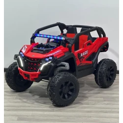 Uşaq elektrik avtomobili Race JEEP azr5112, rezin təkərlər, dəri oturacaqlar, USB, musiqi ilə, işıqlı faralar, 1-5 yaş, qara/qırmızı