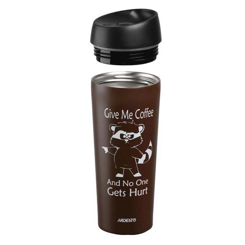 Термокружка Ardesto Coffee time Raccoon 450 мл, коричневая, нержавеющая сталь Термокружка Ardesto Coffee time Raccoon 450 мл, коричневая, нержавеющая сталь