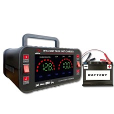 Интеллектуальное импульсное автомобильное зарядное устройство с LCD-экраном, универсальное 12 В/24 В, 110 В/220 В