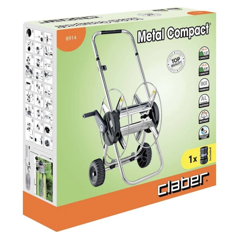 Тележка для шланга Claber Metal Compact 8914