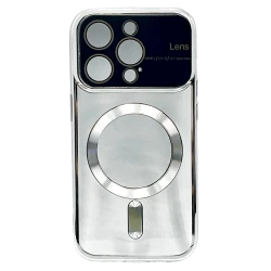 Чехол Auto Focus MagSafe для Apple iPhone 15 Pro Max Silver