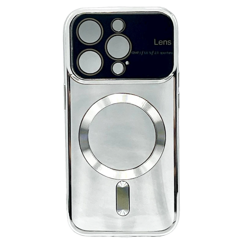 Чехол Auto Focus MagSafe для Apple iPhone 15 Pro Max Silver