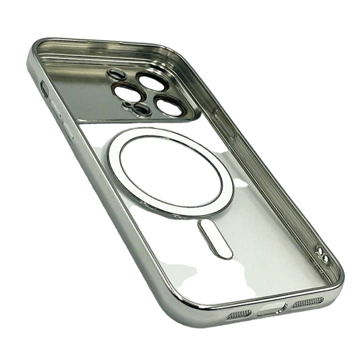 Чехол Auto Focus MagSafe для Apple iPhone 15 Pro Max Silver