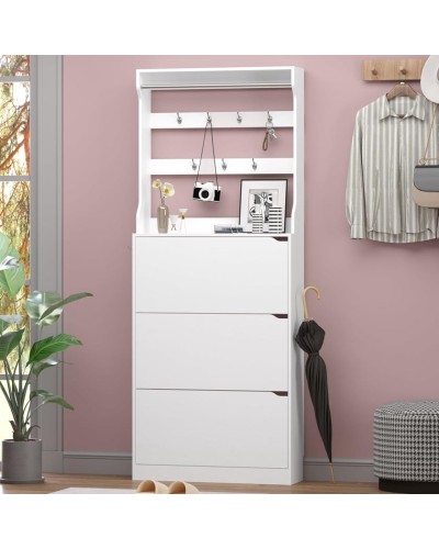 Ayaqqabı üçün tumba Art Mebel 30, laminat, ağ, 180х80х45 sm