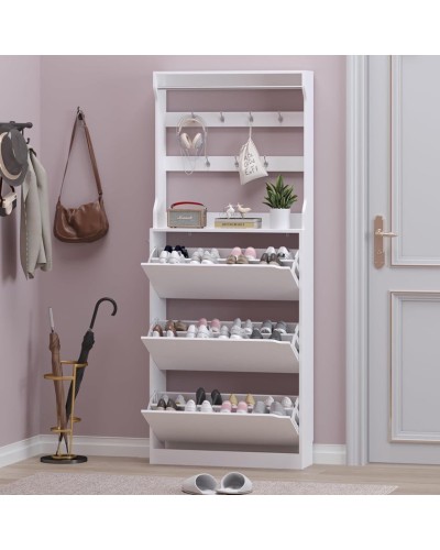 Ayaqqabı üçün tumba Art Mebel 30, laminat, ağ, 180х80х45 sm