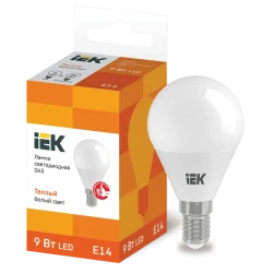 Светодиодная лампа IEK G45 E14 9W 3000K Светодиодная лампа IEK G45 E14 9W 3000K