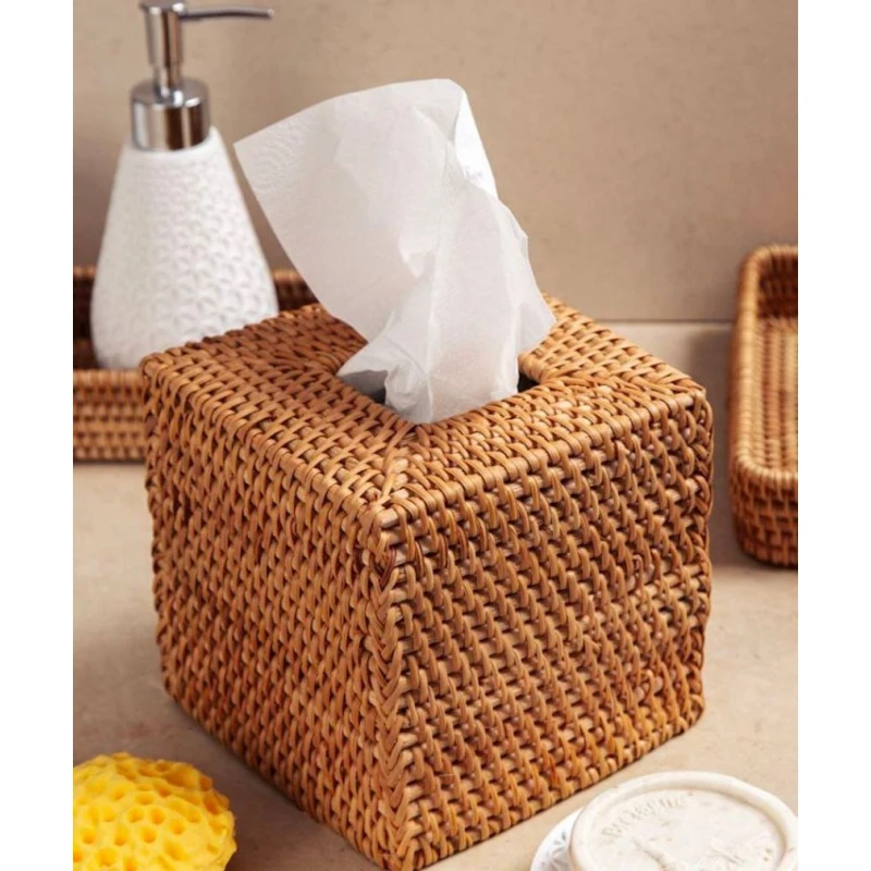 Салфетница Hom-me плетеная, ротанг, 16x16x16 см, коричневая Салфетница Hom-me плетеная, ротанг, 16x16x16 см, коричневая