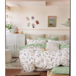 Комплект постельного белья Luxe Cotton Lu-xe-000223, пододеяльник 200x220 см, простыня 250x250 см, наволочки 2 шт x 50x70 см, двуспальный с европростыней, хлопок, разноцветный