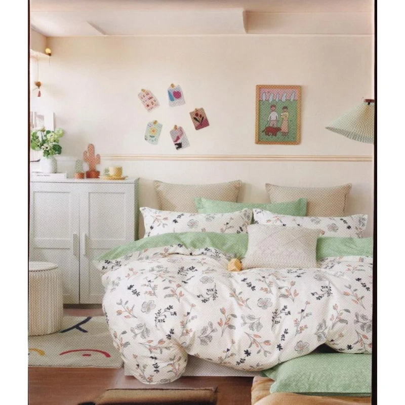 Комплект постельного белья Luxe Cotton Lu-xe-000223, пододеяльник 200x220 см, простыня 250x250 см, наволочки 2 шт x 50x70 см, двуспальный с европростыней, хлопок, разноцветный