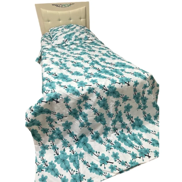 Комплект постельного белья MiraNova CTS-700, простыня 160х220 см, пододеяльник 160х220 см, наволочка 50х70 см, односпальный, хлопок, белый/синий