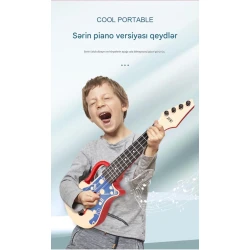 Gitara portativ musiqi oyuncağı, qırmızı