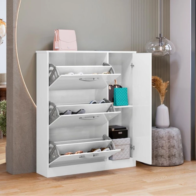 Тумба для обуви Art Mebel 86, ламинат, белая, 130х40х30 см