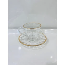 Çay dəsti 6921-713, şüşə, şəffaf, 6 nəfərlik, 12 parça