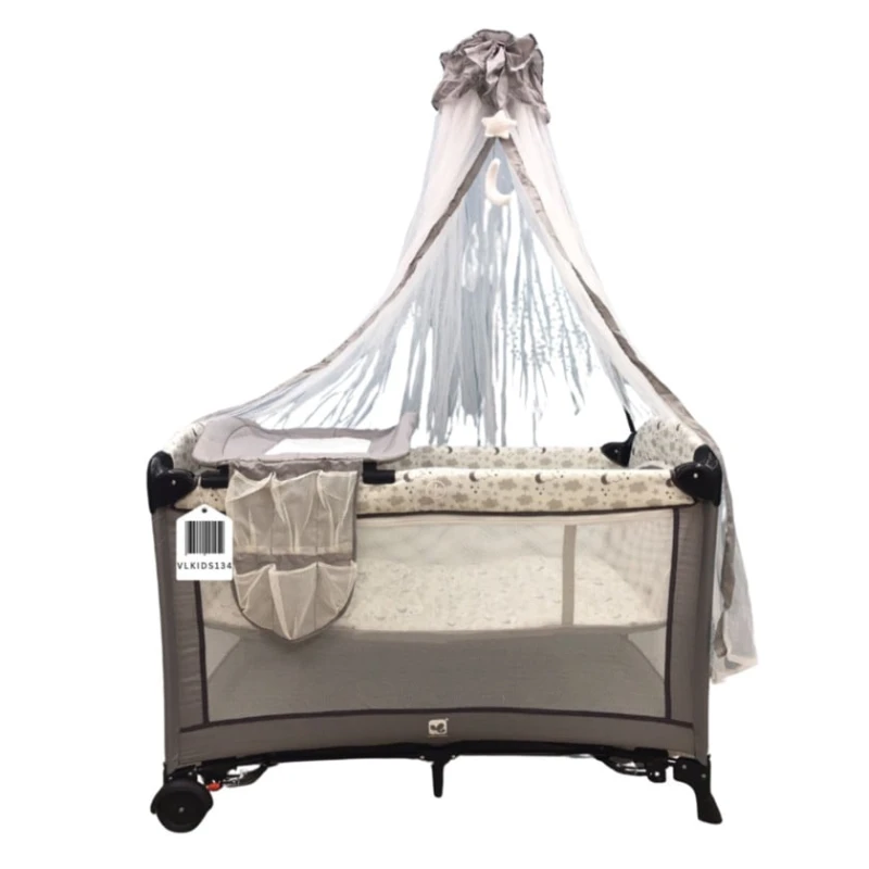 Манеж-кровать Cool Baby VL-KIDS-134, коричневая, 120х60х75 см