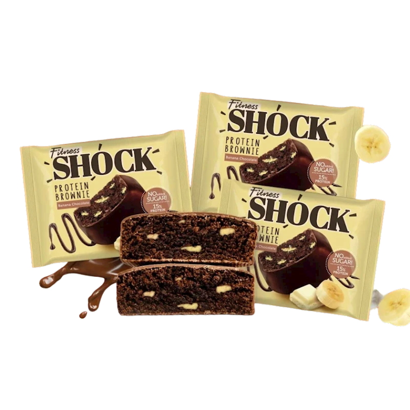 Коробка протеиновых пирожных FitnesShock Brownie Banana, 50 г, 10 шт