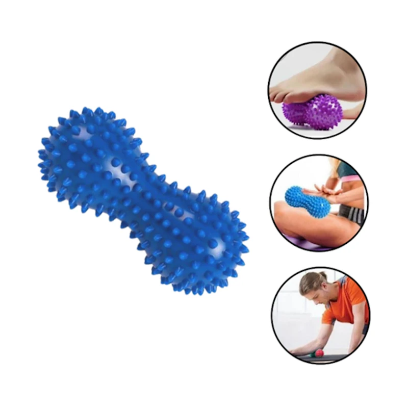 Двойной массажный мяч с шипами в форме груши Gymnic 1035, голубой, 15 см