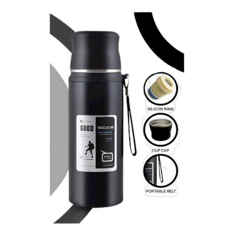 Термобутылка 102, нержавеющая сталь, черная, 800 мл