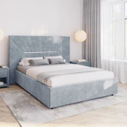 Двуспальная кровать Art_ikili_yataq 56, ламинат, серая, 200x200x120 см