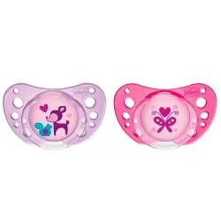 Набор пустышек Chicco Physio Air Pink, 6-16 месяцев, латекс, 2 шт, розовый Набор пустышек Chicco Physio Air Pink, 6-16 месяцев, латекс, 2 шт, розовый