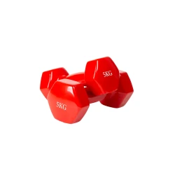 Набор гантелей Gymnic 1147/1, 5 x 5 кг, силикон, красный, 2 шт