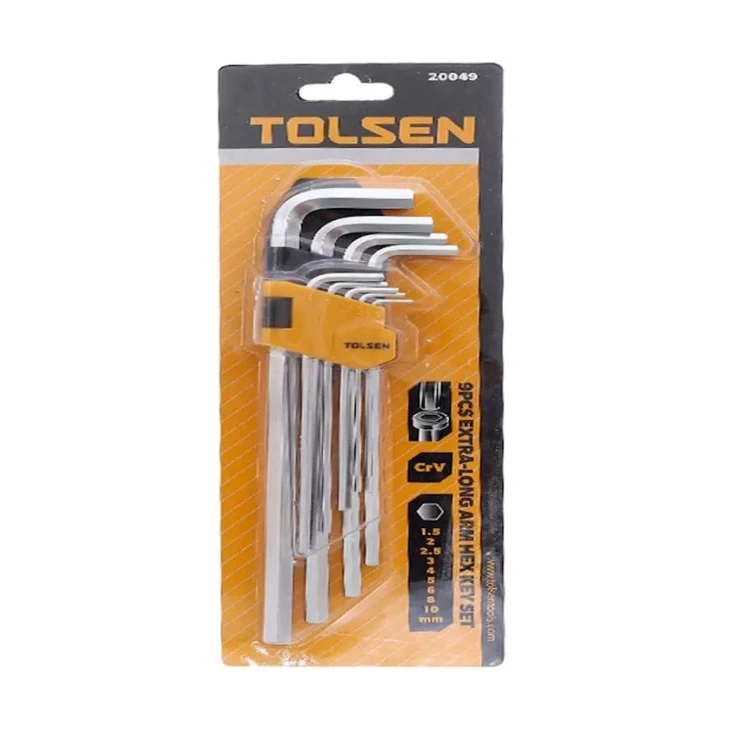 Набор шестигранных ключей Tolsen 20049, хромованадиевая сталь, серебристый, 9 шт