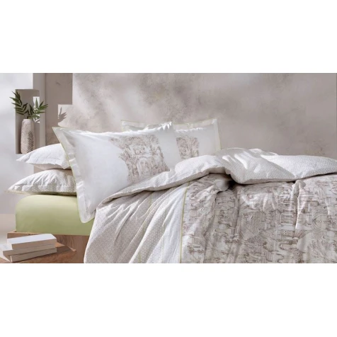 Комплект постельного белья Yataş Mandy пододеяльник 200x220, простыня 240x260, наволочки 50x70, двуспальный, бежевый