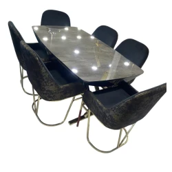 Комплект обеденный стол и стулья SR-11, синий/серый Комплект обеденный стол и стулья SR-11, синий/серый