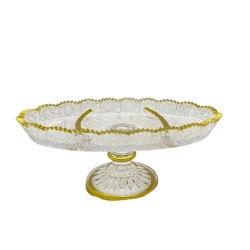 Менажница SHA-00003422 стекло, прозрачная/золотистая, 13 см