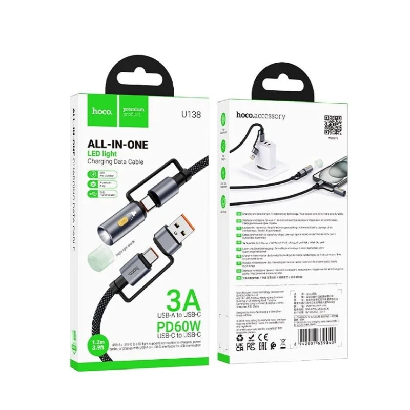 Кабель USB Hoco U138 USB-C to USB-C Black Кабель USB Hoco U138 USB-C to USB-C Black