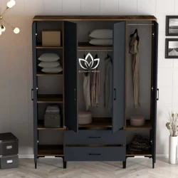 Шкаф ZARR209, ламинат, серый/коричневый, 160x201.4 см Шкаф ZARR209, ламинат, серый/коричневый, 160x201.4 см