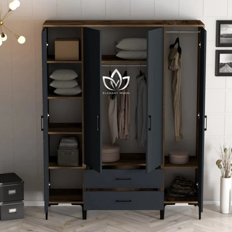 Шкаф ZARR209, ламинат, серый/коричневый, 160x201.4 см Шкаф ZARR209, ламинат, серый/коричневый, 160x201.4 см