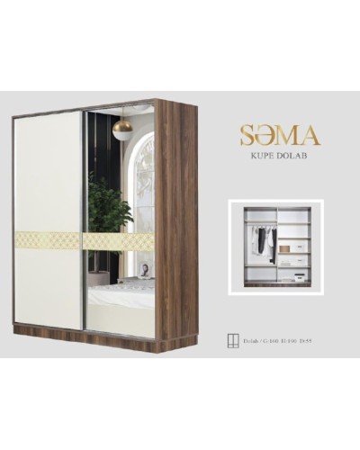 Şkaf Səma, krem, laminat, 160x190x55 sm