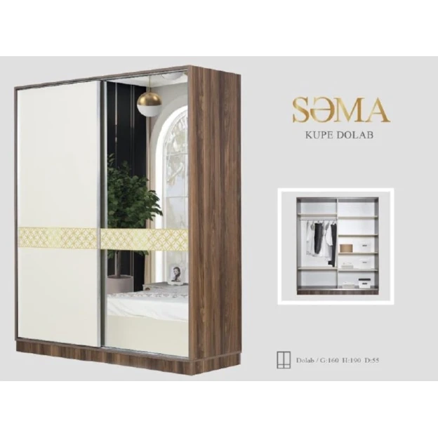 Шкаф Сэма, кремовый, ламинат, 160x190x55 см Шкаф Сэма, кремовый, ламинат, 160x190x55 см