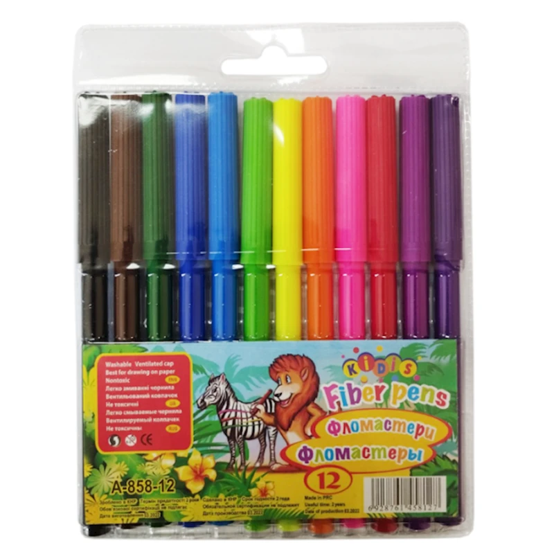 Набор фломастеров Мультяшки 858-12, 12 цветов Набор фломастеров Мультяшки 858-12, 12 цветов