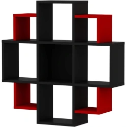 Настенная полка Art Mebel 257, ламинат, 90х90х15 см, черная/красная Настенная полка Art Mebel 257, ламинат, 90х90х15 см, черная/красная