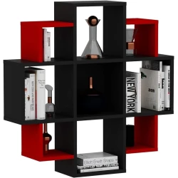 Настенная полка Art Mebel 257, ламинат, 90х90х15 см, черная/красная Настенная полка Art Mebel 257, ламинат, 90х90х15 см, черная/красная