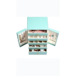 Ящик-органайзер для аксессуаров, кожа 25x20x18 см бирюзовый