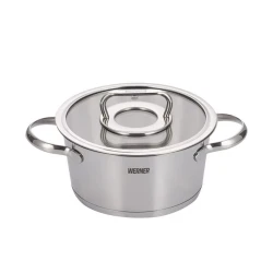Qazan Werner Nice, 1.8 L, 18 sm, paslanmayan polad, qapaq ilə, gümüşü
