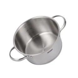 Qazan Werner Nice, 1.8 L, 18 sm, paslanmayan polad, qapaq ilə, gümüşü