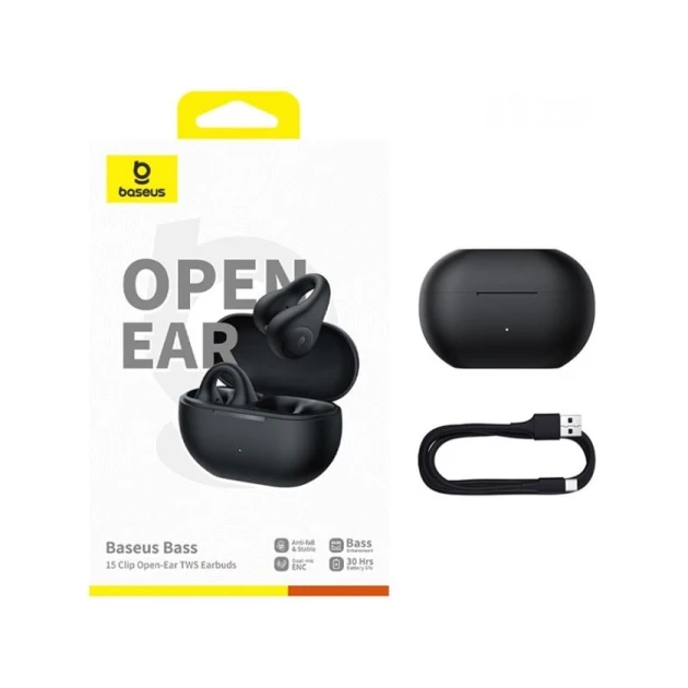 Беспроводные наушники Baseus Bass 15 Clip Open Ear Headset TWS Black (A00079500113-00) Беспроводные наушники Baseus Bass 15 Clip Open Ear Headset TWS Black (A00079500113-00)
