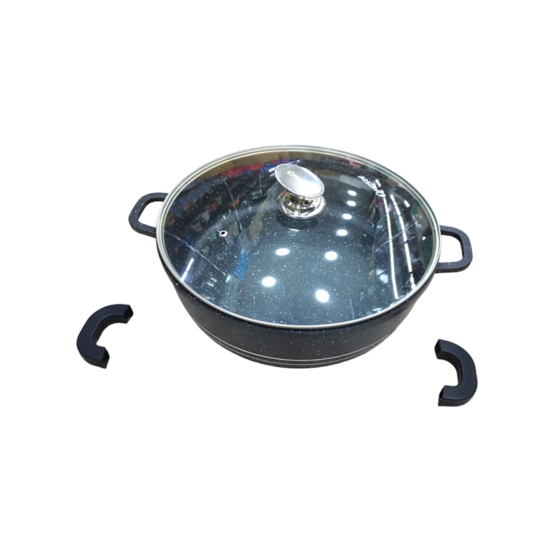 Dolma və qızartma üçün qazan LL36, 36 sm, keramika/silikon, iki tutacaqlı, qara